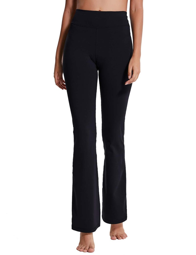 ChinFun Bootcut Wide Leg Yoga Pants with Pockets for Women Long Bootleg High Waist Workout Pants Tummy Control Flare Work Pants Black Size XL - Image 2